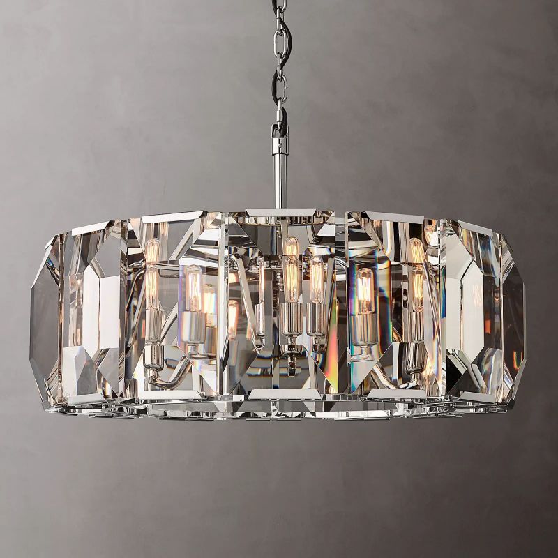 Harson Crystal Round Chandelier 31" chandeliers for dining room,chandeliers for stairways,chandeliers for foyer,chandeliers for bedrooms,chandeliers for kitchen,chandeliers for living room Rbrights Polished Stainless Steel  