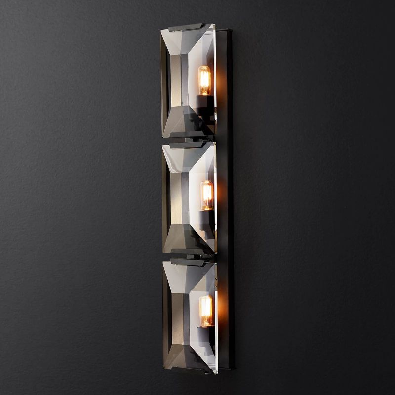 Harson Crystal Triple Wall Lamp wall sconce for bedroom,wall sconce for dining room,wall sconce for stairways,wall sconce for foyer,wall sconce for bathrooms,wall sconce for kitchen,wall sconce for living room Rbrights Matte Black  