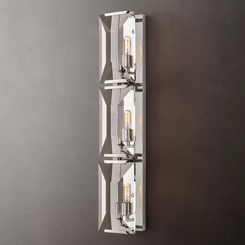 Harson Crystal Triple Wall Lamp wall sconce for bedroom,wall sconce for dining room,wall sconce for stairways,wall sconce for foyer,wall sconce for bathrooms,wall sconce for kitchen,wall sconce for living room Rbrights Polished Stainless Steel  