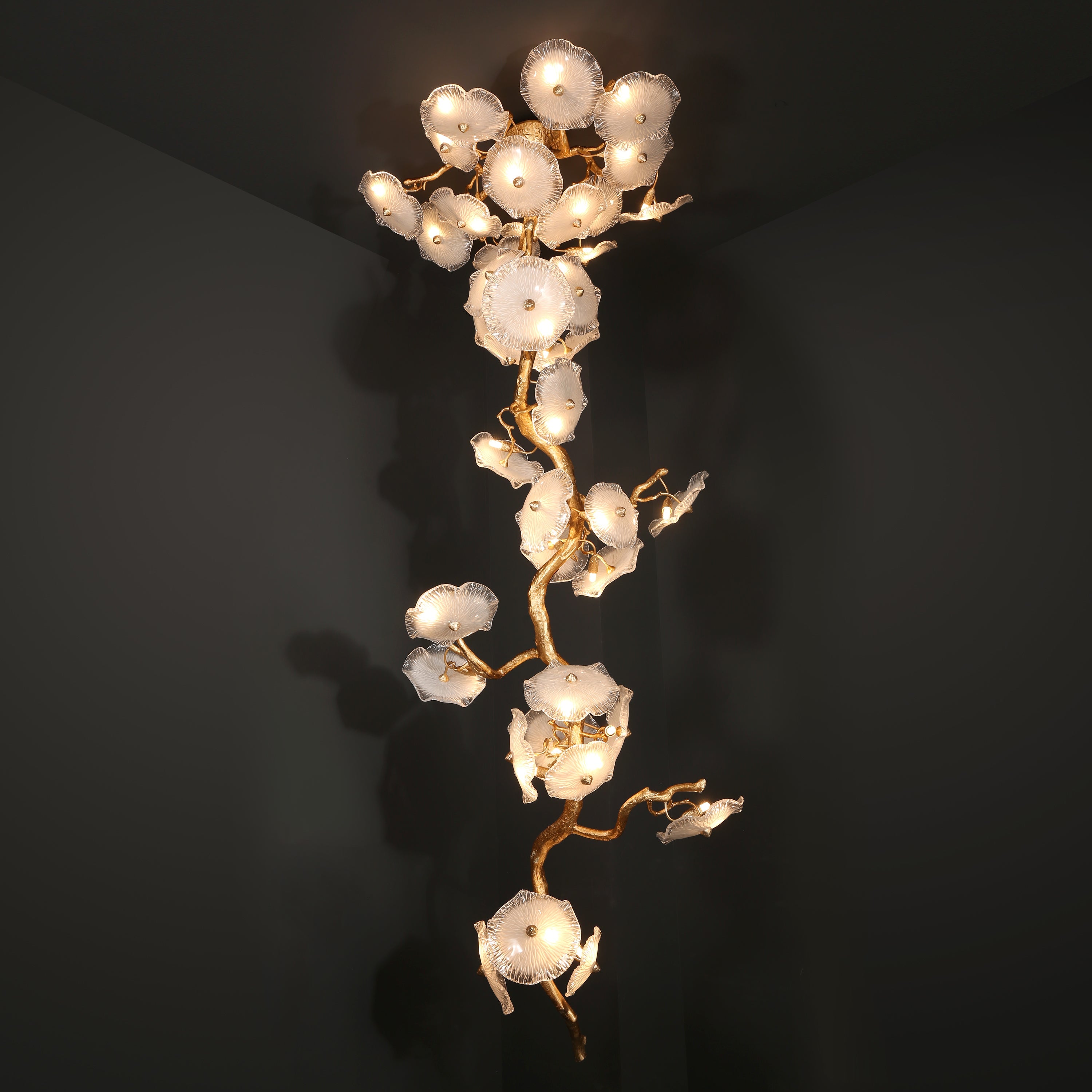 Kacey Modern Luxury Leaf glass flower Ceiling Chandelier chandeliers for dining room,chandeliers for stairways,chandeliers for foyer,chandeliers for bedrooms,chandeliers for kitchen,chandeliers for living room Rbrights 45" D  