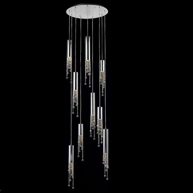 Kaler Cylinder Modern Crystal Pendant, Contemporary Pendant Light Pendant for living room,Pendant for kitchen,Pendant for bathrooms,Pendant for bedrooms,Pendant for foyer,Pendant for stairways,Pendant for dining room Rbrights Round 9 Lights  