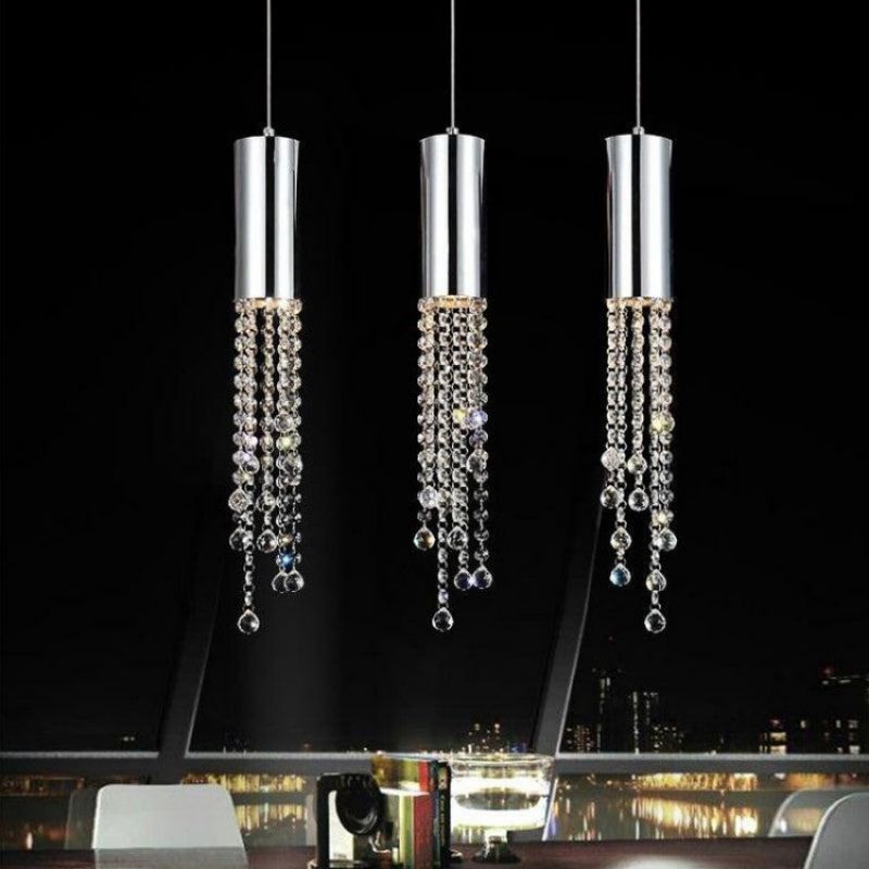 Kaler Cylinder Modern Crystal Pendant, Contemporary Pendant Light Pendant for living room,Pendant for kitchen,Pendant for bathrooms,Pendant for bedrooms,Pendant for foyer,Pendant for stairways,Pendant for dining room Rbrights Linear 3 Lights  