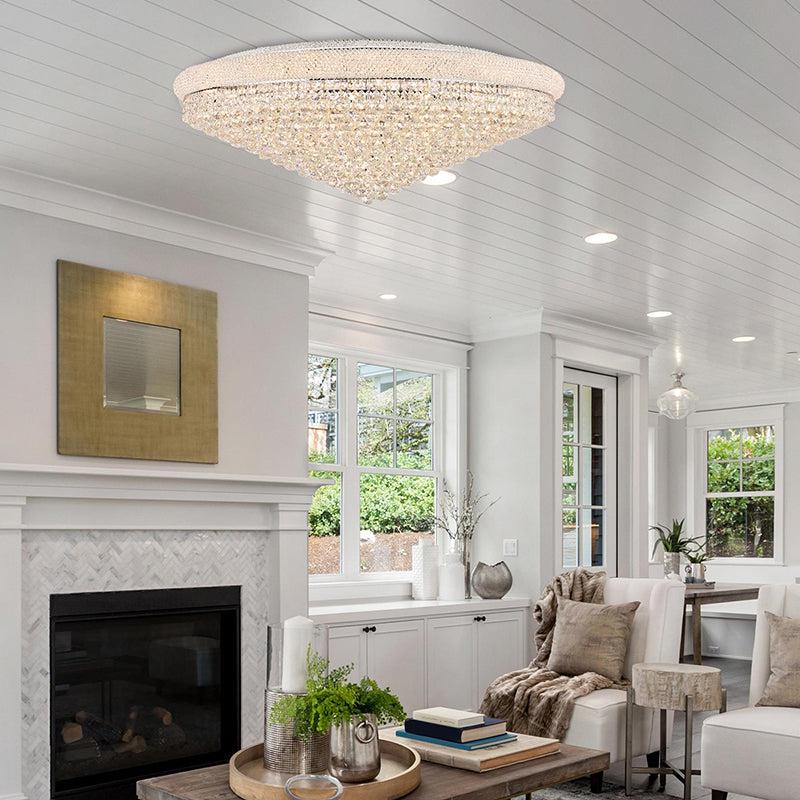 Kaler Elegant Luxury Ceiling Mounted Chandelier 48" D, Crystal Mounted Chandelier chandeliers for dining room,chandeliers for stairways,chandeliers for foyer,chandeliers for bedrooms,chandeliers for kitchen,chandeliers for living room Rbrights   