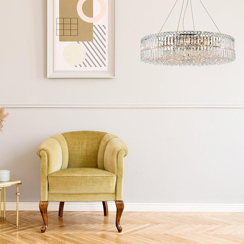 Kaler Elegant Luxury Chrome Round Chandelier 32" D chandeliers for dining room,chandeliers for stairways,chandeliers for foyer,chandeliers for bedrooms,chandeliers for kitchen,chandeliers for living room Rbrights   