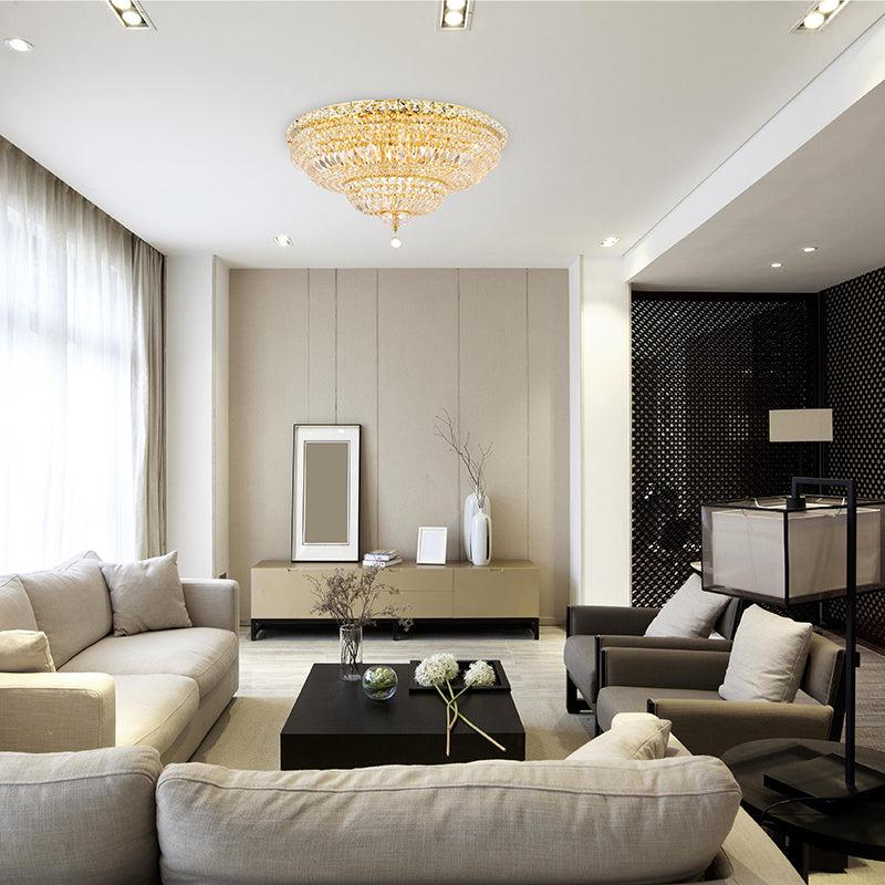 Kaler Elegant Luxury Gold Ceiling Mounted Chandelier 30" D chandeliers for dining room,chandeliers for stairways,chandeliers for foyer,chandeliers for bedrooms,chandeliers for kitchen,chandeliers for living room Rbrights   