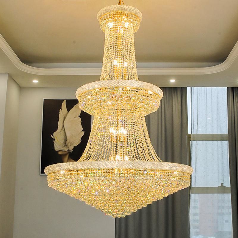 Kaler Elegant Luxury Living Room Three Tier Crystal Chandelier 30" D chandeliers for dining room,chandeliers for stairways,chandeliers for foyer,chandeliers for bedrooms,chandeliers for kitchen,chandeliers for living room Rbrights   