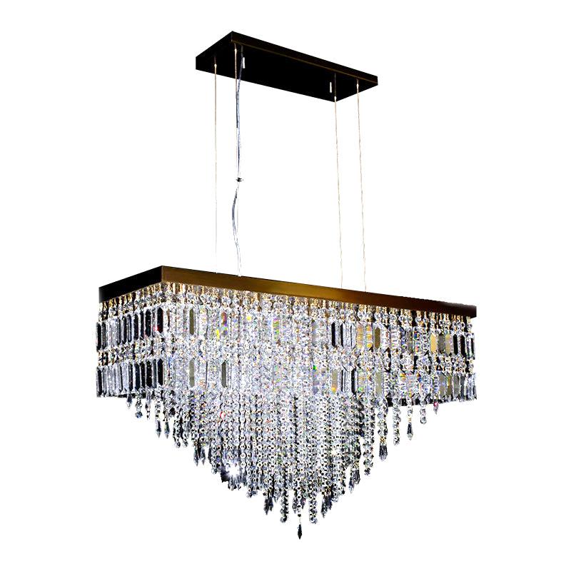 Kaler Elegant Luxury Rectangular Crystal Chandelier, Dining Table Crystal Chandelier chandeliers for dining room,chandeliers for stairways,chandeliers for foyer,chandeliers for bedrooms,chandeliers for kitchen,chandeliers for living room Rbrights   