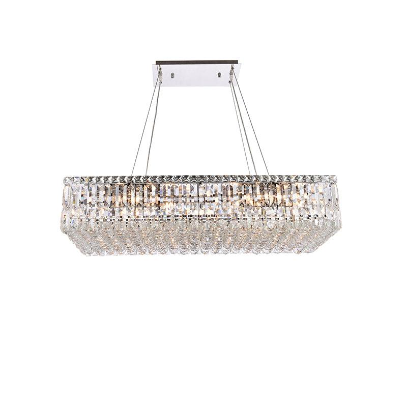 Kaler Elegant Luxury Rectangular Crystal Chandelier Light 36" L For Dining Table chandeliers for dining room,chandeliers for stairways,chandeliers for foyer,chandeliers for bedrooms,chandeliers for kitchen,chandeliers for living room Rbrights   