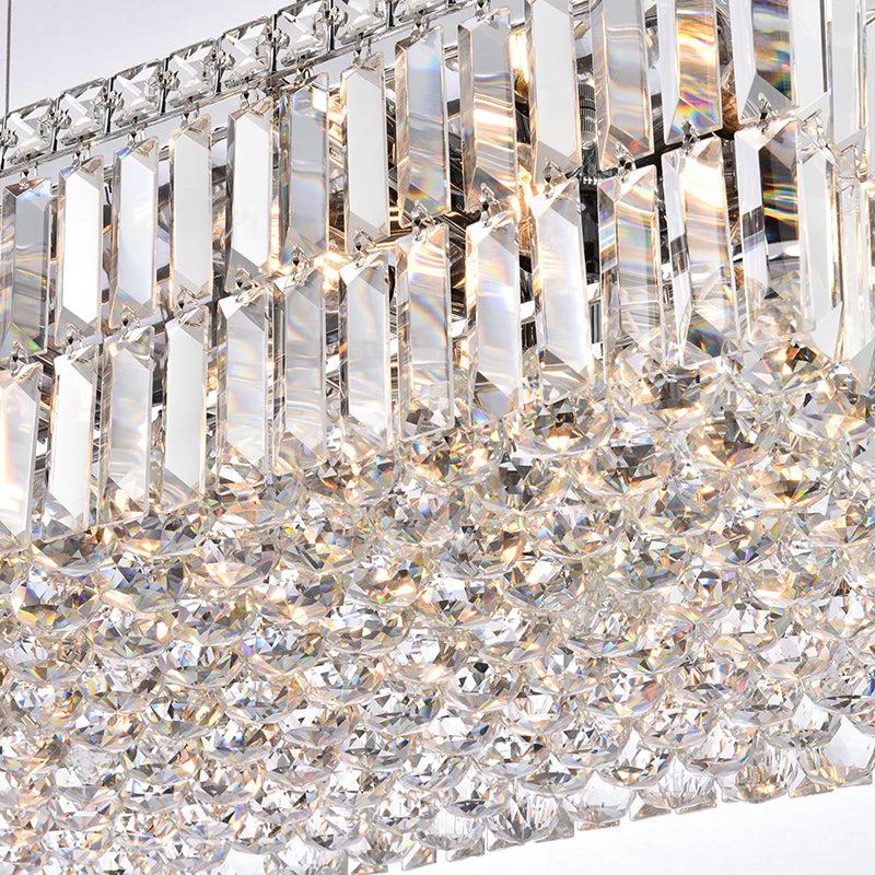 Kaler Elegant Luxury Rectangular Crystal Chandelier Light 36" L For Dining Table chandeliers for dining room,chandeliers for stairways,chandeliers for foyer,chandeliers for bedrooms,chandeliers for kitchen,chandeliers for living room Rbrights   