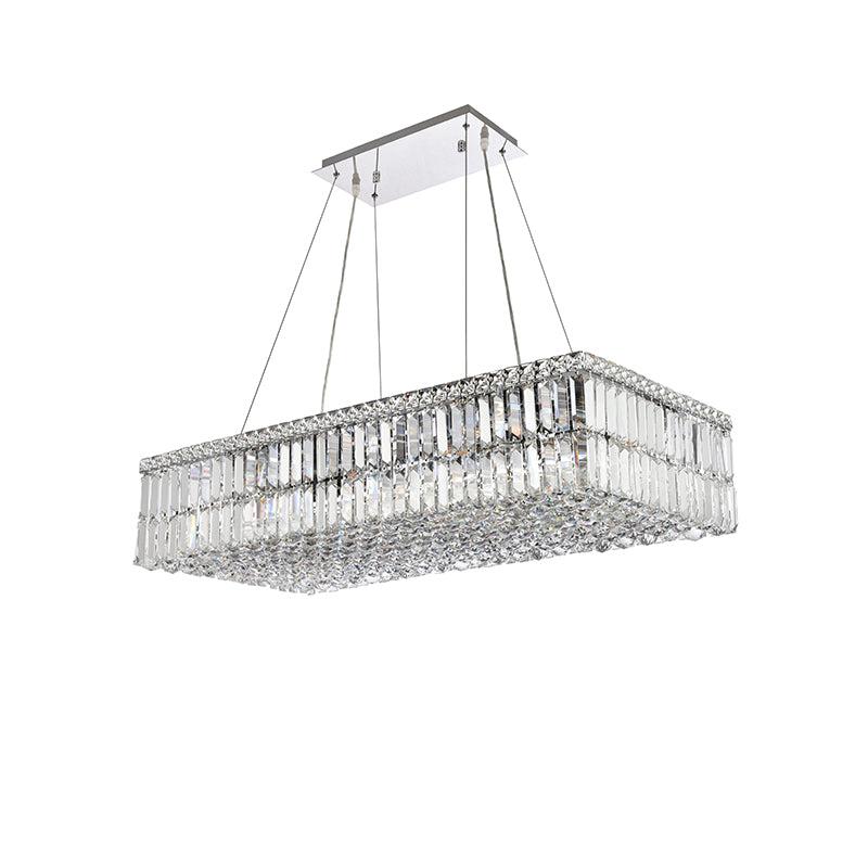 Kaler Elegant Luxury Rectangular Crystal Chandelier Light 36" L For Dining Table chandeliers for dining room,chandeliers for stairways,chandeliers for foyer,chandeliers for bedrooms,chandeliers for kitchen,chandeliers for living room Rbrights   