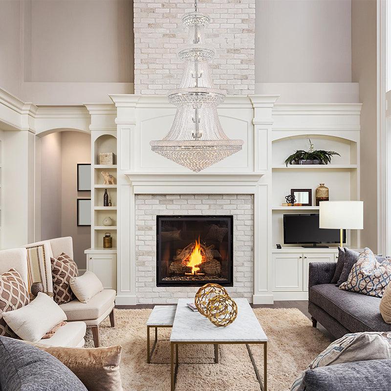 Kaler Elegant Luxury Living Room Three Tier Crystal Chandelier 42" D chandeliers for dining room,chandeliers for stairways,chandeliers for foyer,chandeliers for bedrooms,chandeliers for kitchen,chandeliers for living room Rbrights   