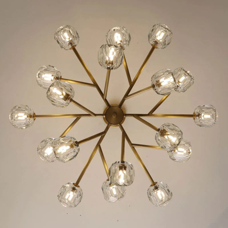 Kristal Clear Glass Round Chandelier 36"