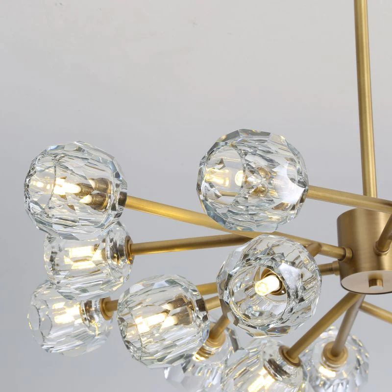 Kristal Clear Glass Round Chandelier 36"