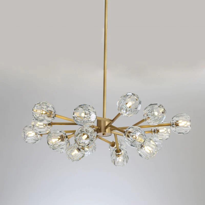 Kristal Clear Glass Round Chandelier 36"