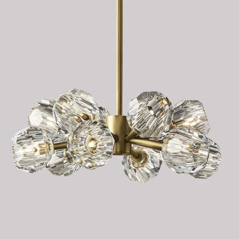Kristal Clear Glass Round Chandelier 24"