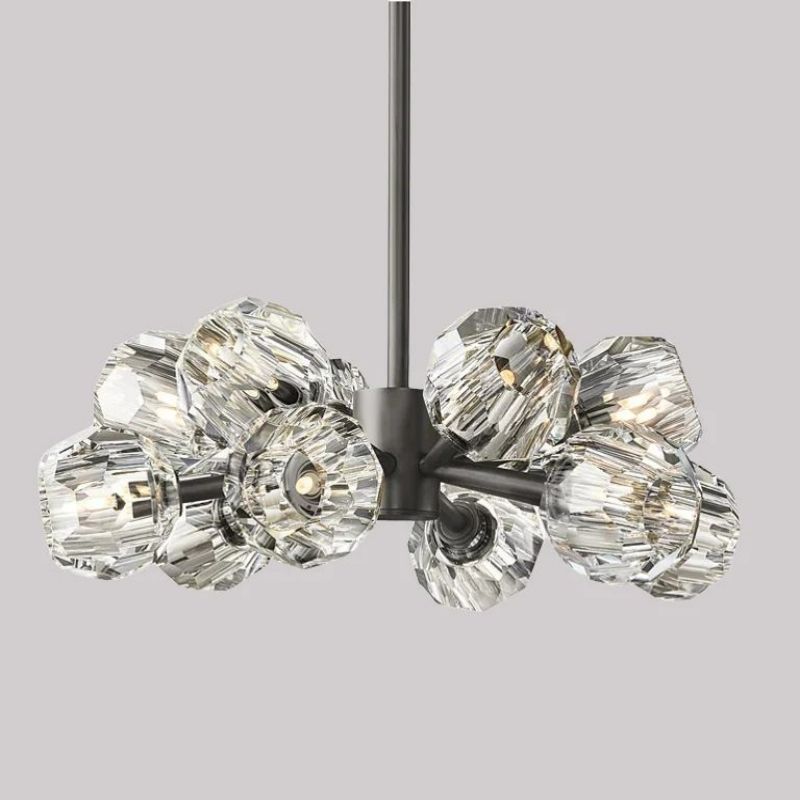 Kristal Clear Glass Round Chandelier 36"