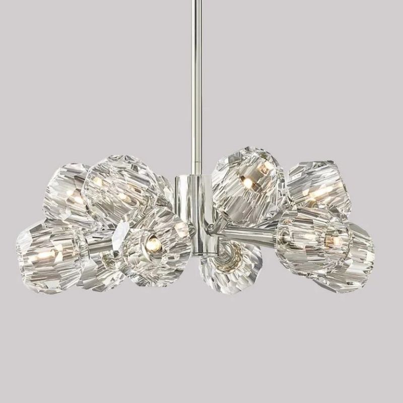Kristal Clear Glass Round Chandelier 36"