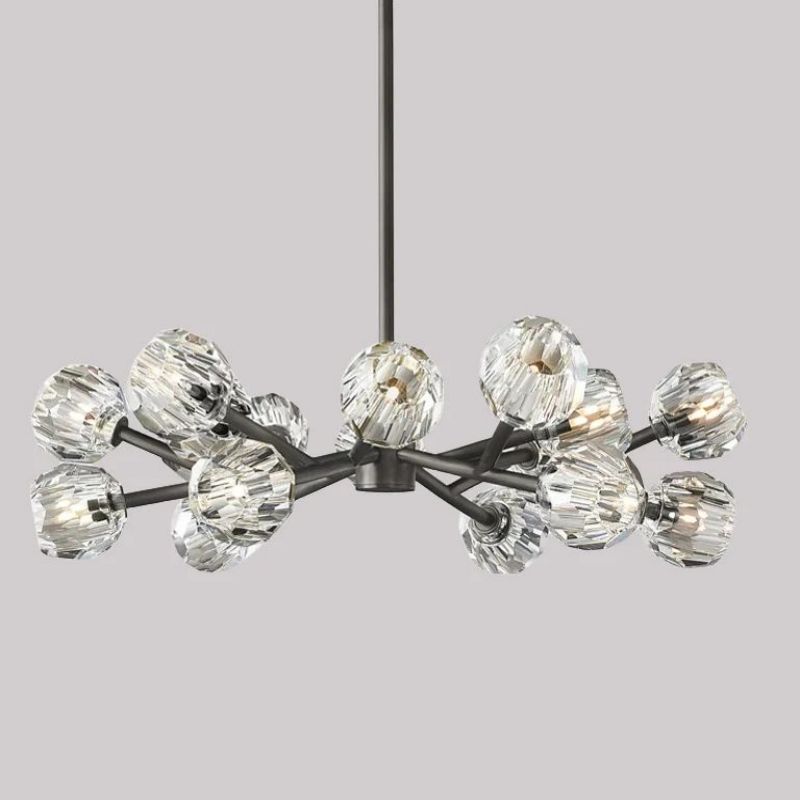 Kristal Clear Glass Round Chandelier 48"