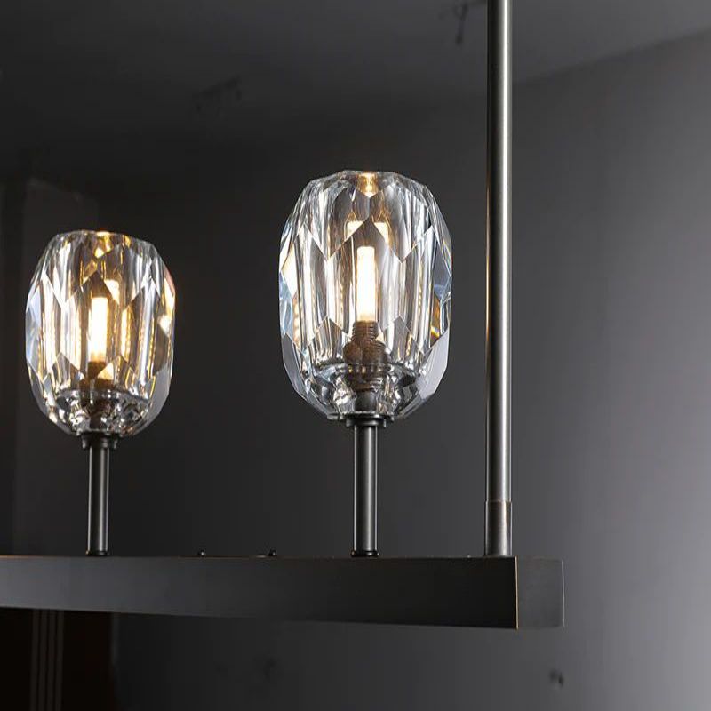 Kristal Clear Glass Linear Chandelier 60"