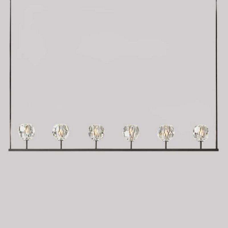 Kristal Clear Glass Linear Chandelier 60"