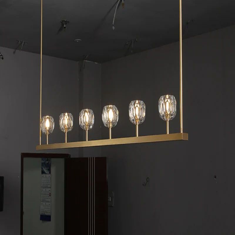 Kristal Clear Glass Linear Chandelier 60"