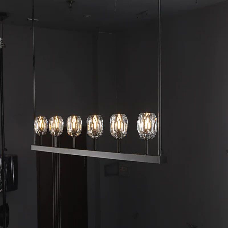 Kristal Clear Glass Linear Chandelier 60"