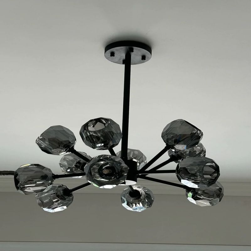 Kristal Smoke Glass Round Chandelier 24"