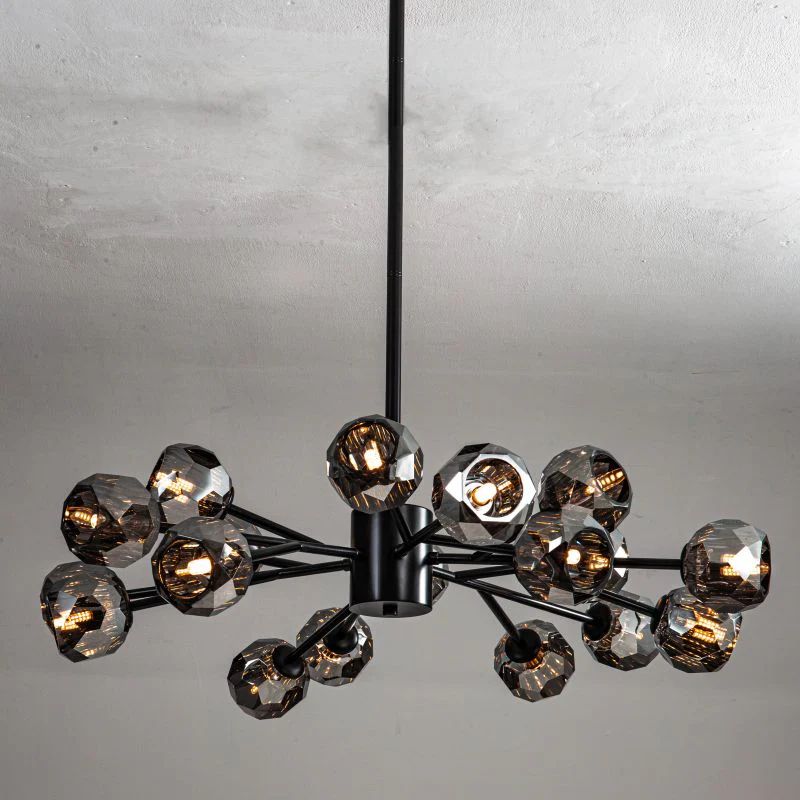 Kristal Smoke Glass Round Chandelier 36"