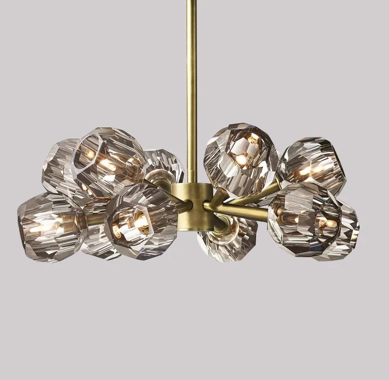 Kristal Smoke Glass Round Chandelier 36"