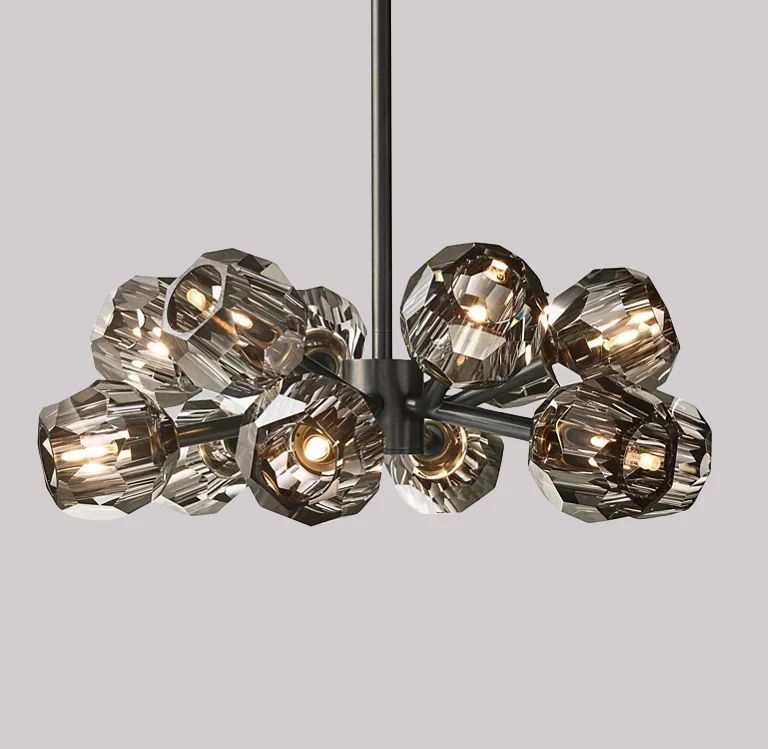 Kristal Smoke Glass Round Chandelier 36"