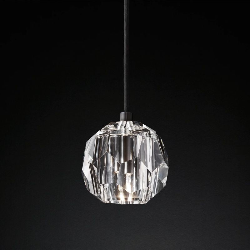 Kristal Glass Cord Pendant Pendant for living room,Pendant for kitchen,Pendant for bathrooms,Pendant for bedrooms,Pendant for foyer,Pendant for stairways,Pendant for dining room Rbrights Matte Black Clear 