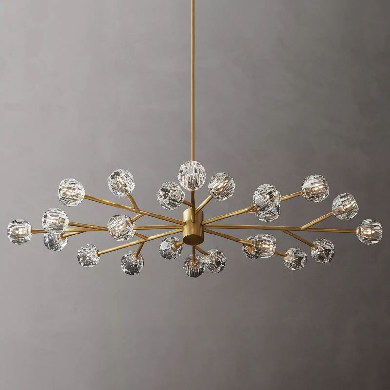 Kristal Clear Glass Oval Chandelier 72" chandeliers for dining room,chandeliers for stairways,chandeliers for foyer,chandeliers for bedrooms,chandeliers for kitchen,chandeliers for living room Rbrights Lacquered Burnished Brass  