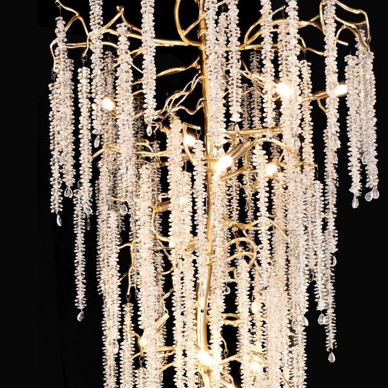 Lola Crystal Raindrop Chandelier Gold Tree Branch Chandeliers