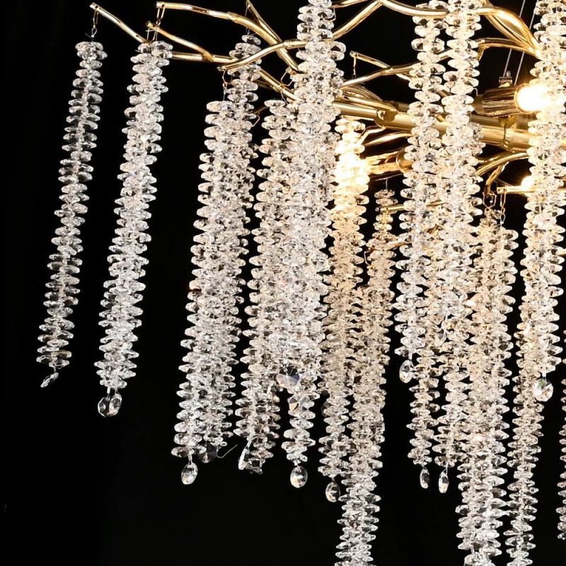 Lola Crystal Raindrop Chandelier Gold Tree Branch Chandeliers