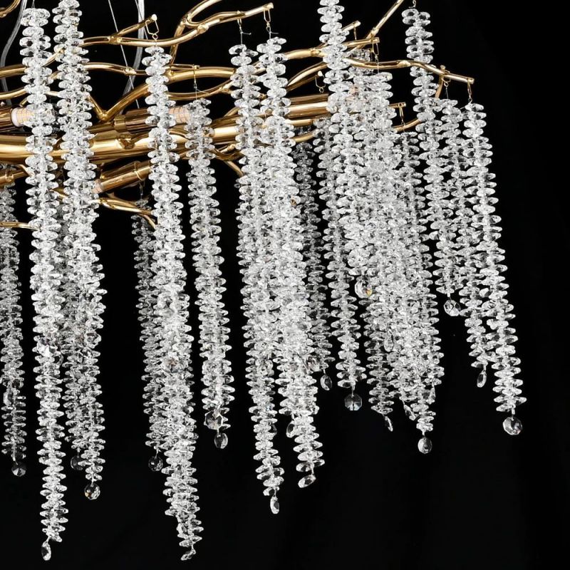 Lola Crystal Raindrop Chandelier Gold Tree Branch Chandeliers