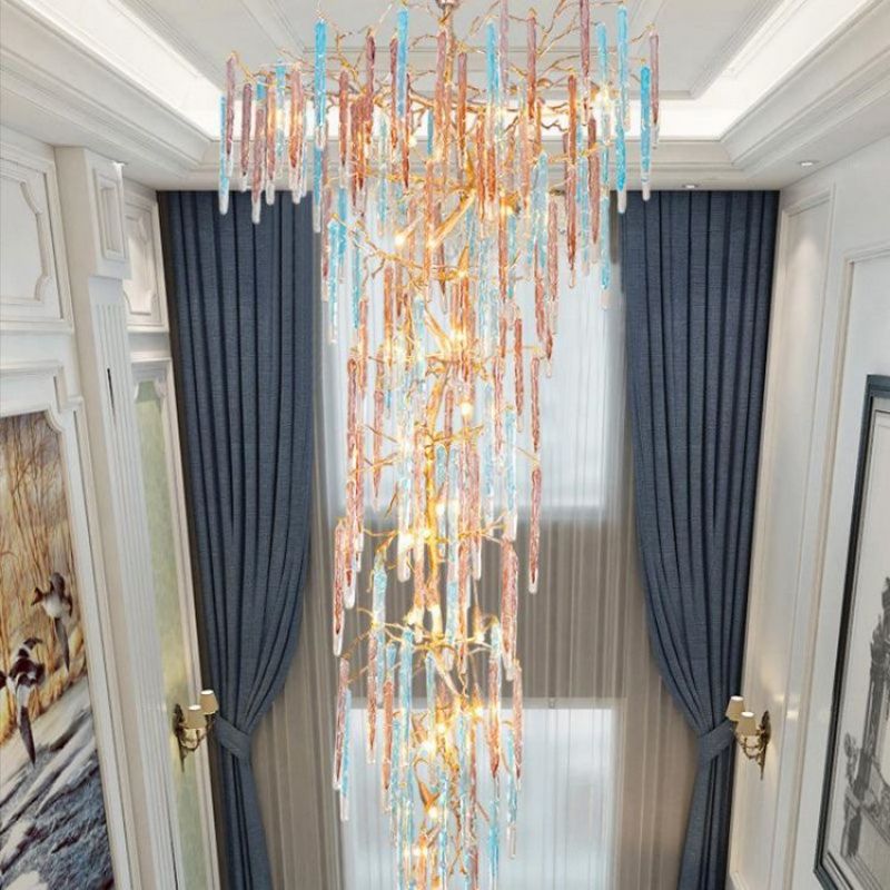 Lola Colorful Ice Large Entryway Chandelier chandeliers for dining room,chandeliers for stairways,chandeliers for foyer,chandeliers for bedrooms,chandeliers for kitchen,chandeliers for living room Rbrights   