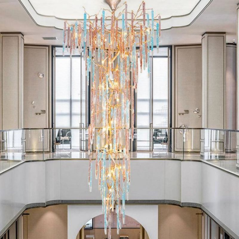 Lola Colorful Ice Large Entryway Chandelier chandeliers for dining room,chandeliers for stairways,chandeliers for foyer,chandeliers for bedrooms,chandeliers for kitchen,chandeliers for living room Rbrights 47.2" D  