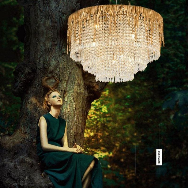 Lola Crystal Cascade Chandelier chandeliers for dining room,chandeliers for stairways,chandeliers for foyer,chandeliers for bedrooms,chandeliers for kitchen,chandeliers for living room Rbrights 39.4" D  