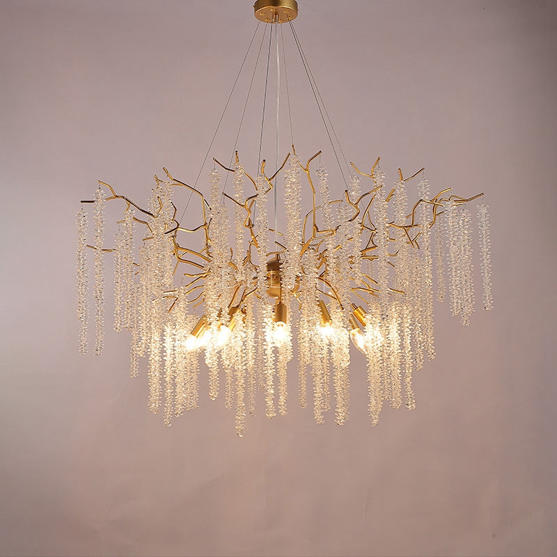 Lola Crystal Raindrop Chandelier Gold Tree Branch Chandeliers chandeliers for dining room,chandeliers for stairways,chandeliers for foyer,chandeliers for bedrooms,chandeliers for kitchen,chandeliers for living room Rbrights 39.4" D  