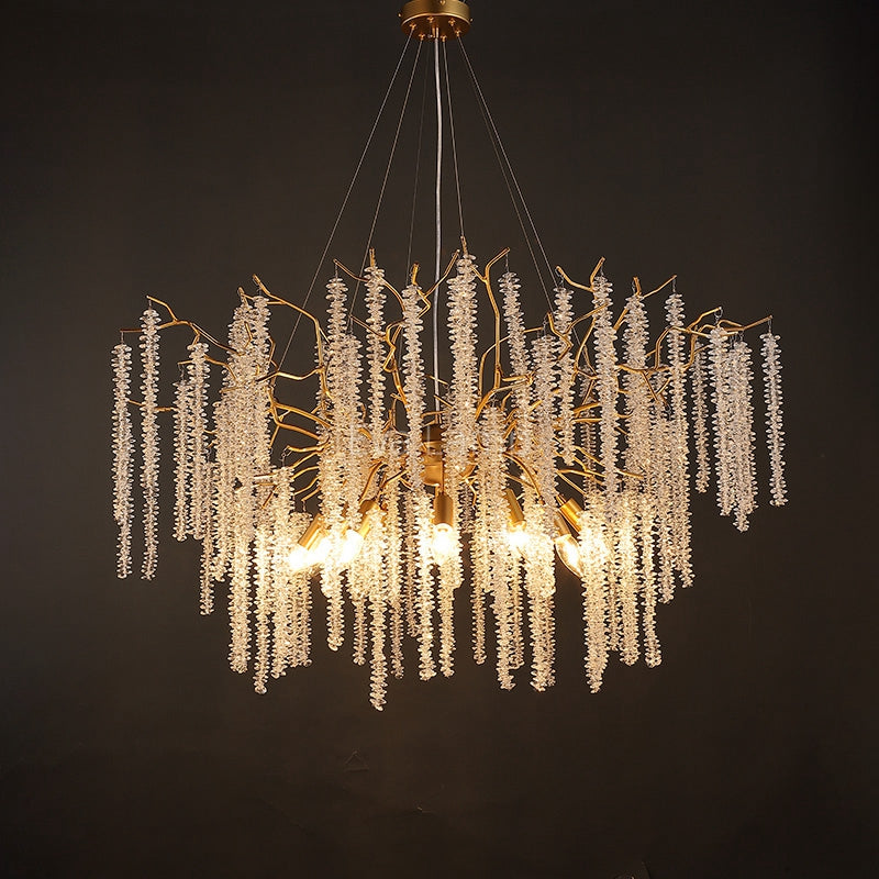 Lola Crystal Raindrop Chandelier Gold Tree Branch Chandeliers chandeliers for dining room,chandeliers for stairways,chandeliers for foyer,chandeliers for bedrooms,chandeliers for kitchen,chandeliers for living room Rbrights   