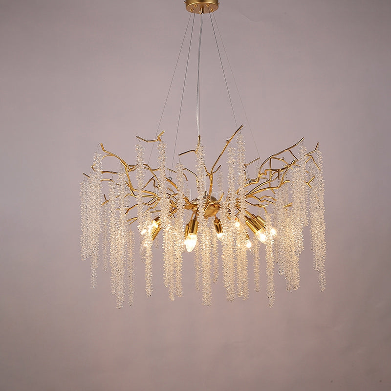 Lola Crystal Raindrop Chandelier Gold Tree Branch Chandeliers chandeliers for dining room,chandeliers for stairways,chandeliers for foyer,chandeliers for bedrooms,chandeliers for kitchen,chandeliers for living room Rbrights 31.5" D  