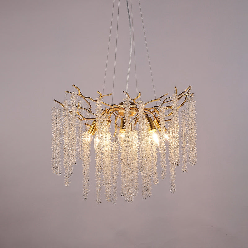 Lola Crystal Raindrop Chandelier Gold Tree Branch Chandeliers chandeliers for dining room,chandeliers for stairways,chandeliers for foyer,chandeliers for bedrooms,chandeliers for kitchen,chandeliers for living room Rbrights 23.6" D  