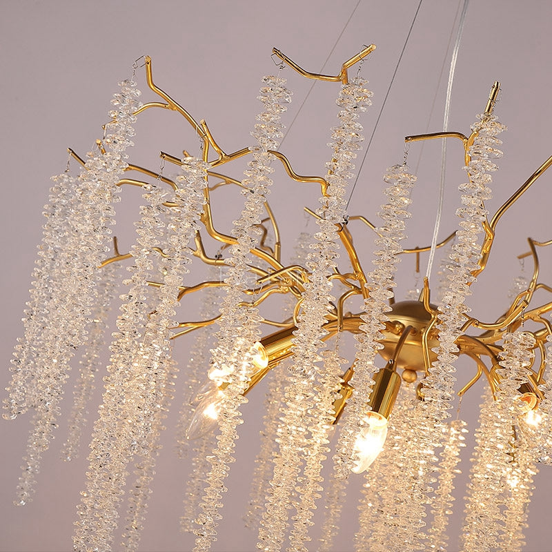 Lola Crystal Raindrop Chandelier Gold Tree Branch Chandeliers chandeliers for dining room,chandeliers for stairways,chandeliers for foyer,chandeliers for bedrooms,chandeliers for kitchen,chandeliers for living room Rbrights   
