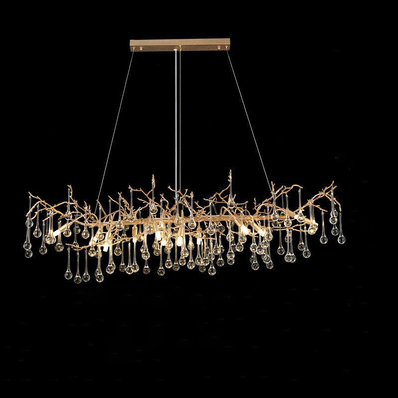Lola Gold Contemporary Crystal Hanging Lighting Fixture For Dining Room chandeliers for dining room,chandeliers for stairways,chandeliers for foyer,chandeliers for bedrooms,chandeliers for kitchen,chandeliers for living room Rbrights 59" L STYLE A 
