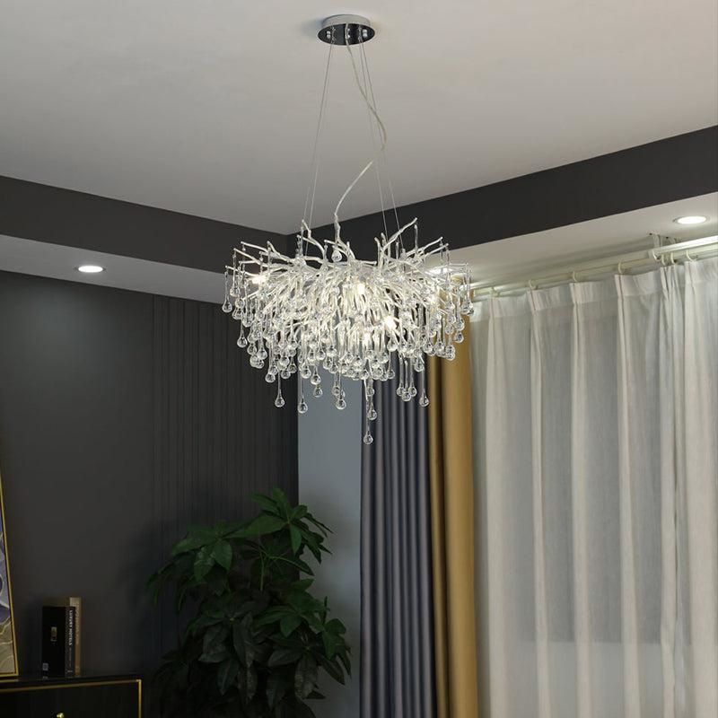Lola Modern Crystal Tree Branch Chandelier 23.6" D chandeliers for dining room,chandeliers for stairways,chandeliers for foyer,chandeliers for bedrooms,chandeliers for kitchen,chandeliers for living room Rbrights Silver  
