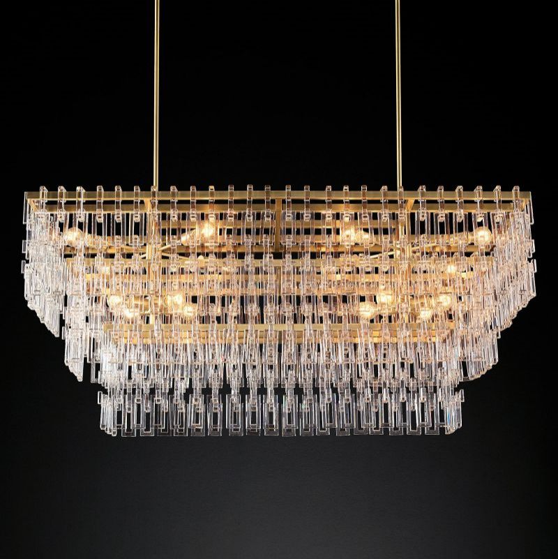 Marigna 3-Tier Rectangular Chandelier 60" chandeliers for dining room,chandeliers for stairways,chandeliers for foyer,chandeliers for bedrooms,chandeliers for kitchen,chandeliers for living room Rbrights Antiqued Brass  