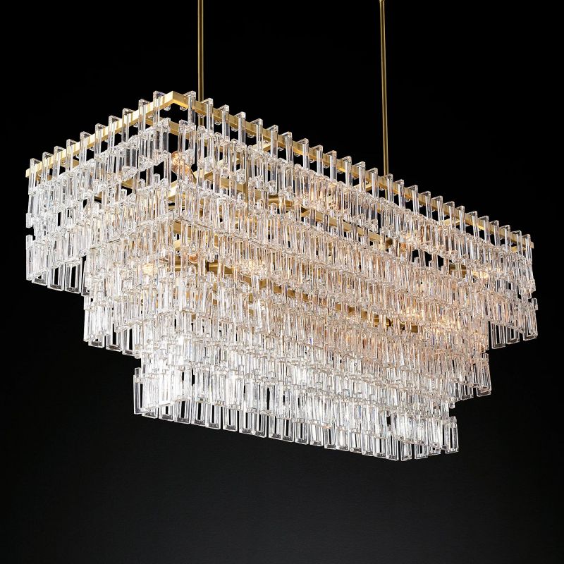 Marigna 3-Tier Rectangular Chandelier 60" chandeliers for dining room,chandeliers for stairways,chandeliers for foyer,chandeliers for bedrooms,chandeliers for kitchen,chandeliers for living room Rbrights   