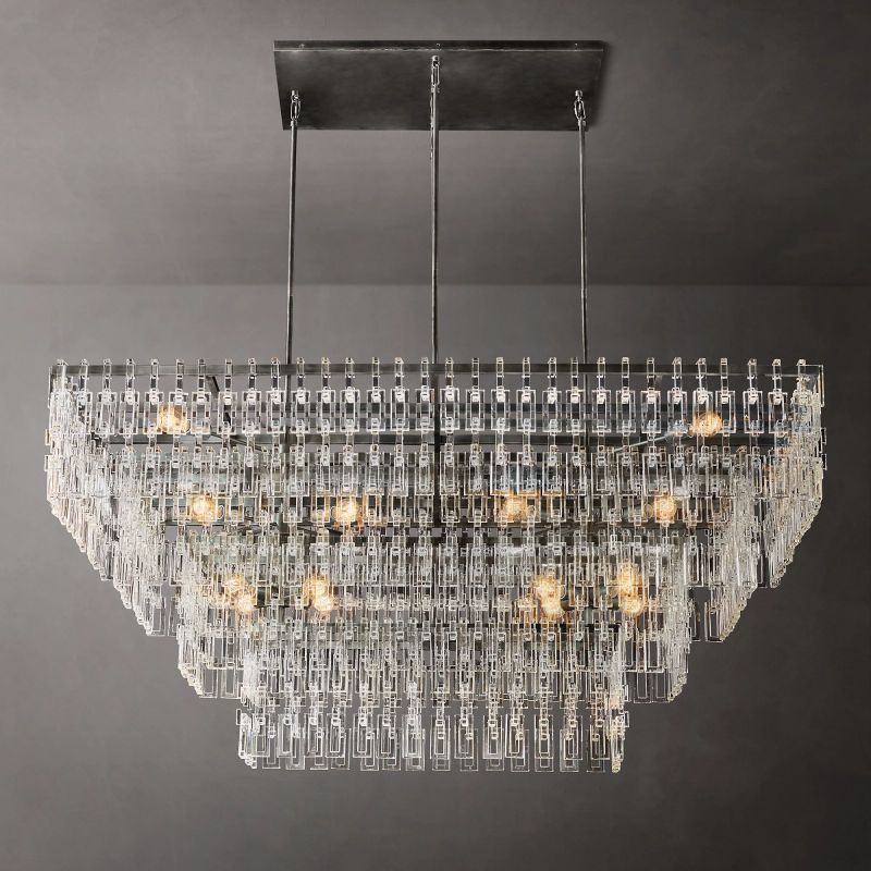 Marigna Four-Tier Rectangular Chandelier 72" chandeliers for dining room,chandeliers for stairways,chandeliers for foyer,chandeliers for bedrooms,chandeliers for kitchen,chandeliers for living room Rbrights Matte Black  