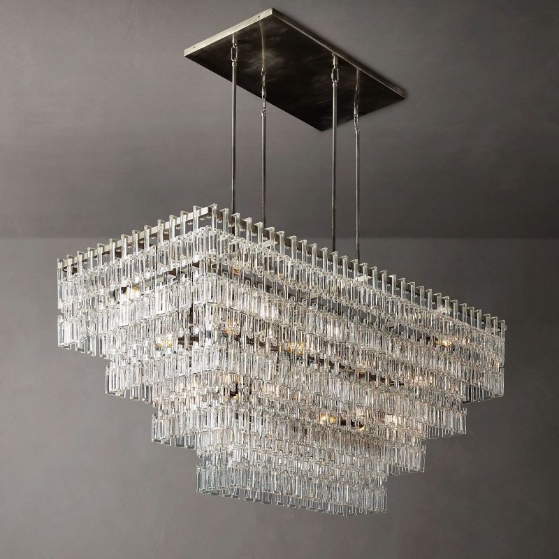 Marigna Four-Tier Rectangular Chandelier 72" chandeliers for dining room,chandeliers for stairways,chandeliers for foyer,chandeliers for bedrooms,chandeliers for kitchen,chandeliers for living room Rbrights   