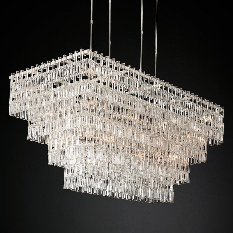 Marigna Four-Tier Rectangular Chandelier 72" chandeliers for dining room,chandeliers for stairways,chandeliers for foyer,chandeliers for bedrooms,chandeliers for kitchen,chandeliers for living room Rbrights   